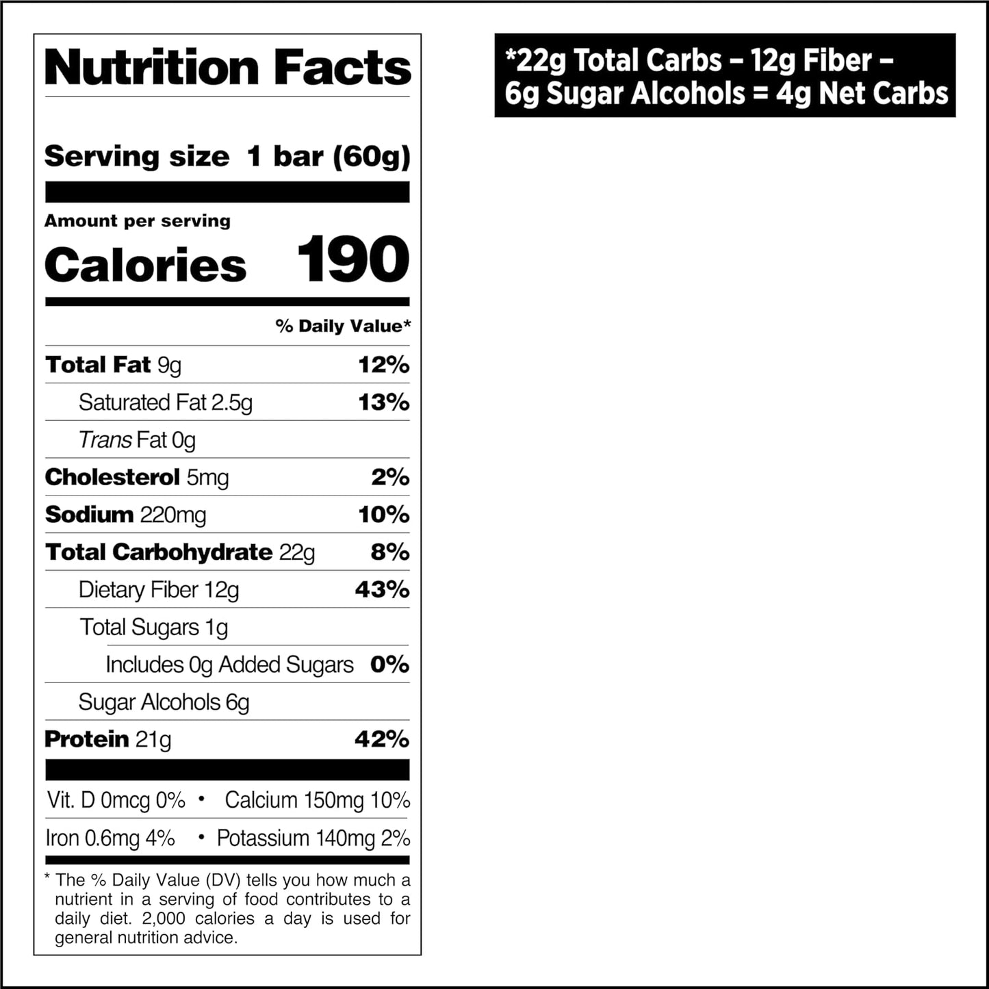 Quest Nutrition Chocolate Chip Cookie Dough Protein Bar, 21g protein, 1g sugar, 4g net carbs