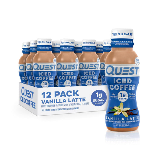 Quest Nutrition Iced Coffee, Vanilla Latte, 1g of Sugar, 10g of Protein, 90 calories, 200mg of caffeine