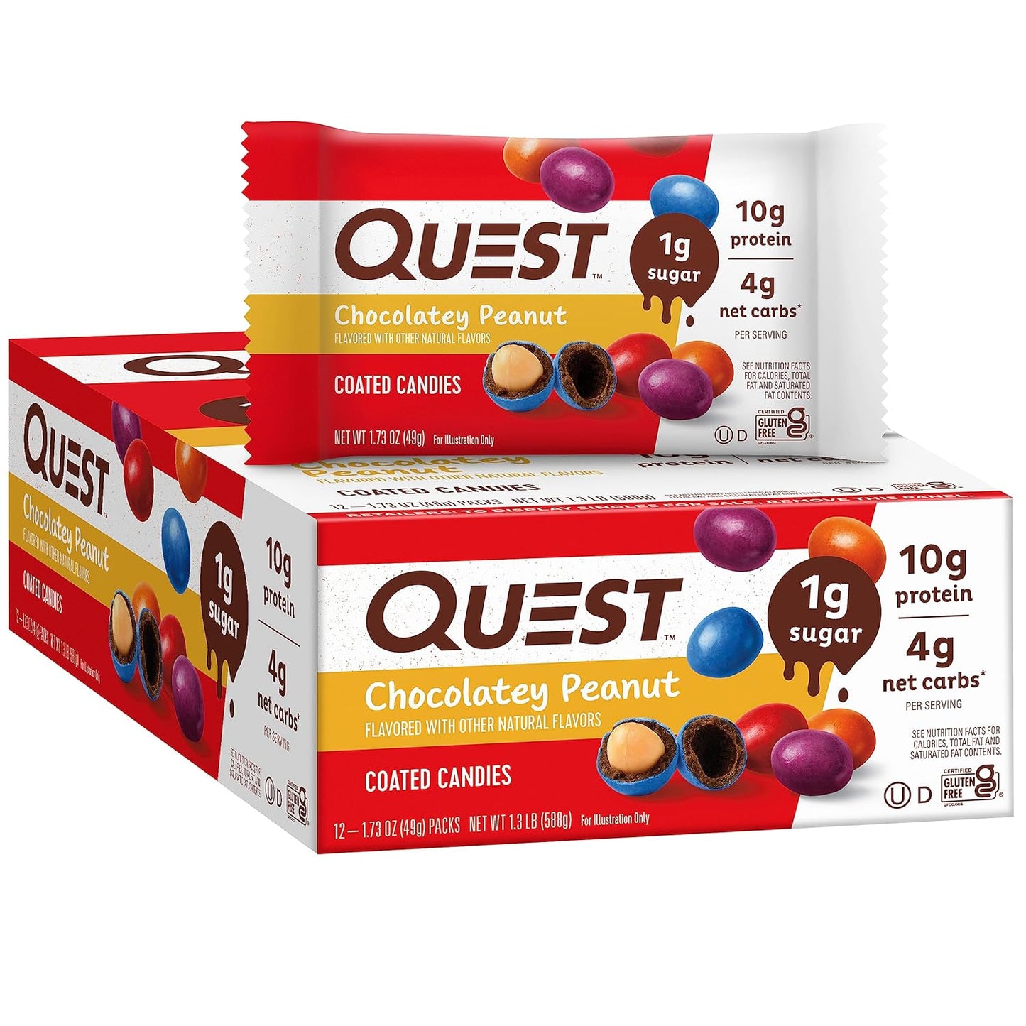 Quest Nutrition Coated Candies, Chocolatey Peanut, 1g Sugar, 10g Protein