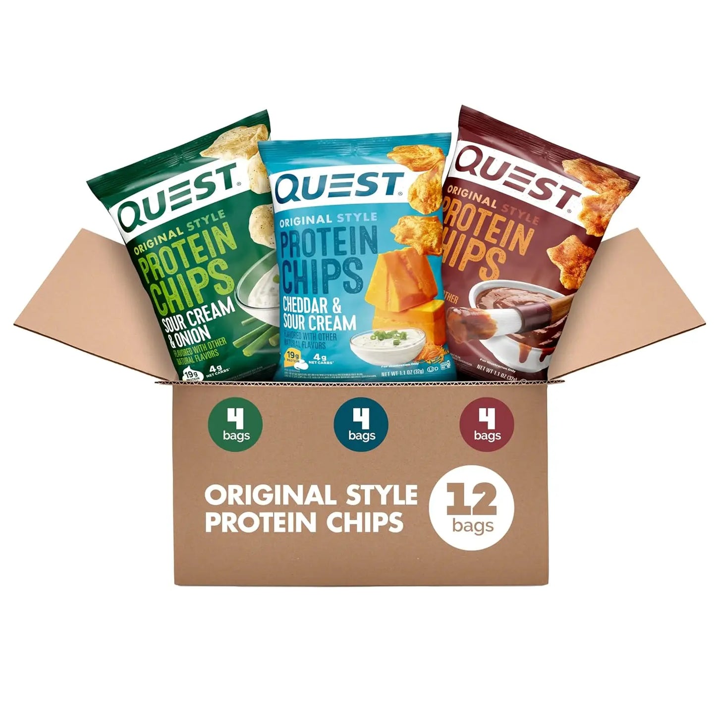 Quest Nutrition Nacho Cheese Tortilla Style Protein Chips, 18g Protein, 4g Net Carbs, Low Carb, Gluten Free, Fitness Snack, 1.1 oz (Pack of 12)