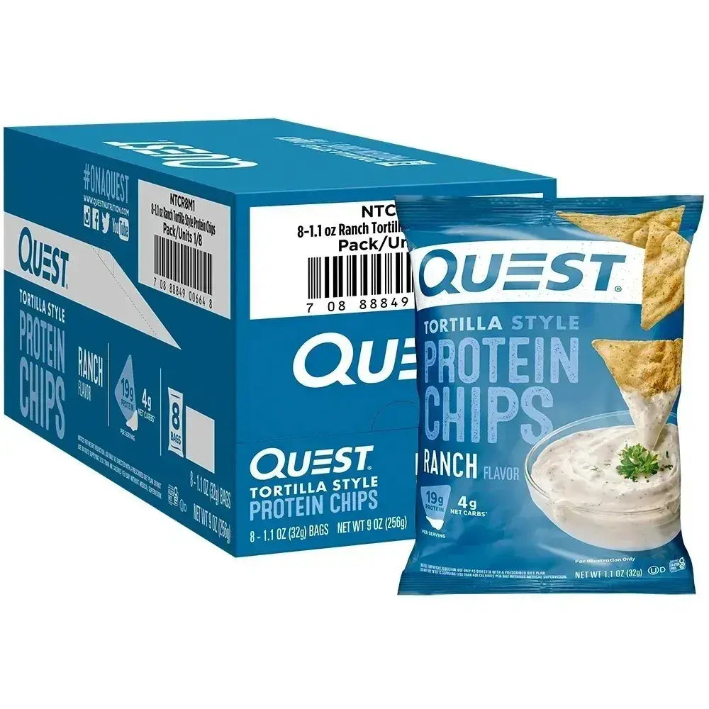 Quest Nutrition Nacho Cheese Tortilla Style Protein Chips, 18g Protein, 4g Net Carbs, Low Carb, Gluten Free, Fitness Snack, 1.1 oz (Pack of 12)