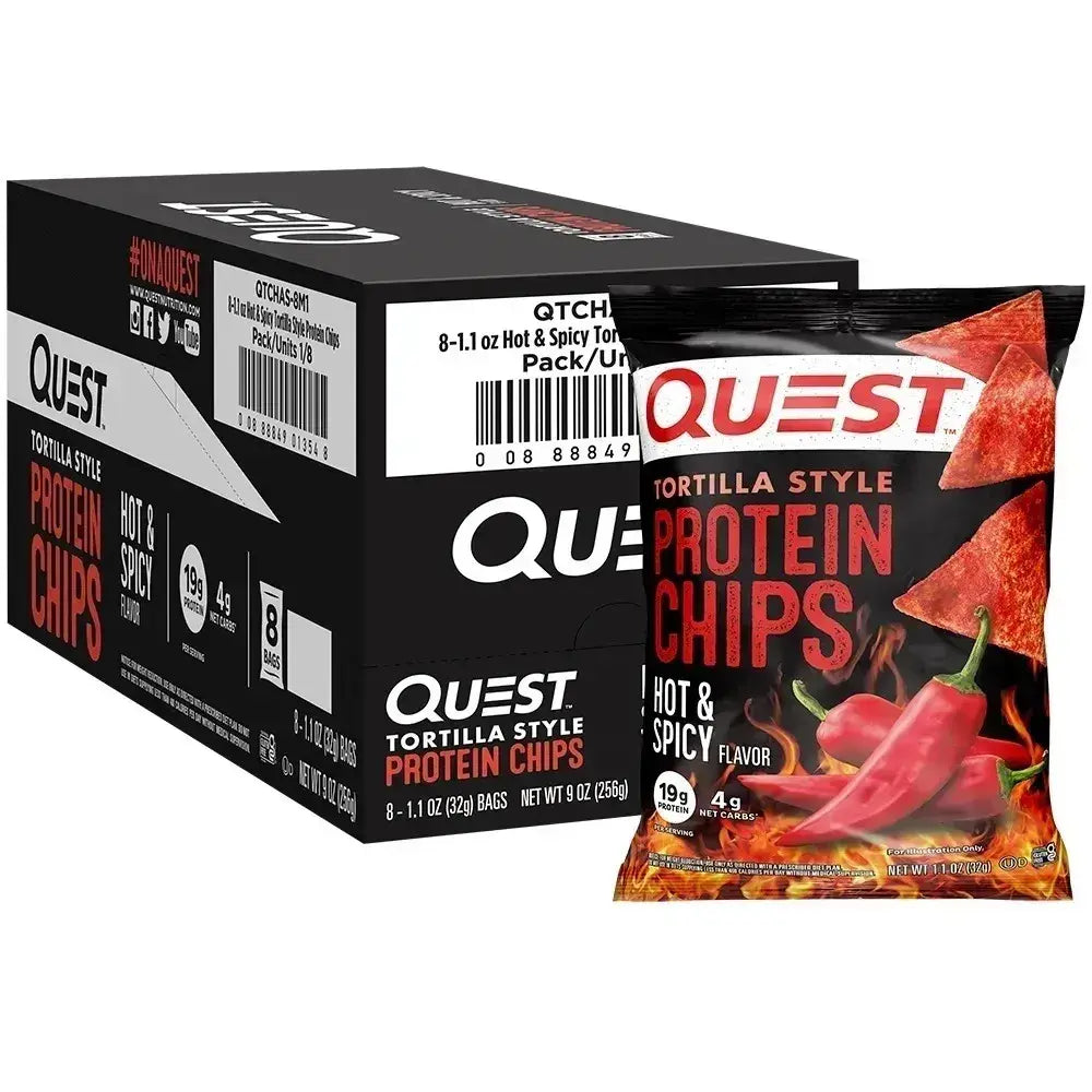 Quest Nutrition Nacho Cheese Tortilla Style Protein Chips, 18g Protein, 4g Net Carbs, Low Carb, Gluten Free, Fitness Snack, 1.1 oz (Pack of 12)